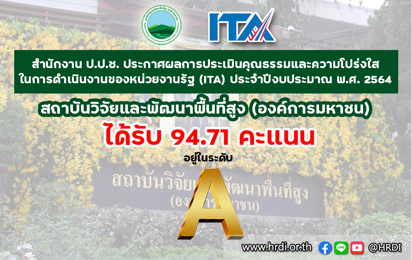 ผลการประเมินคุณธรรมและความโปร่งใสในการดำเนินงานสวพส.
